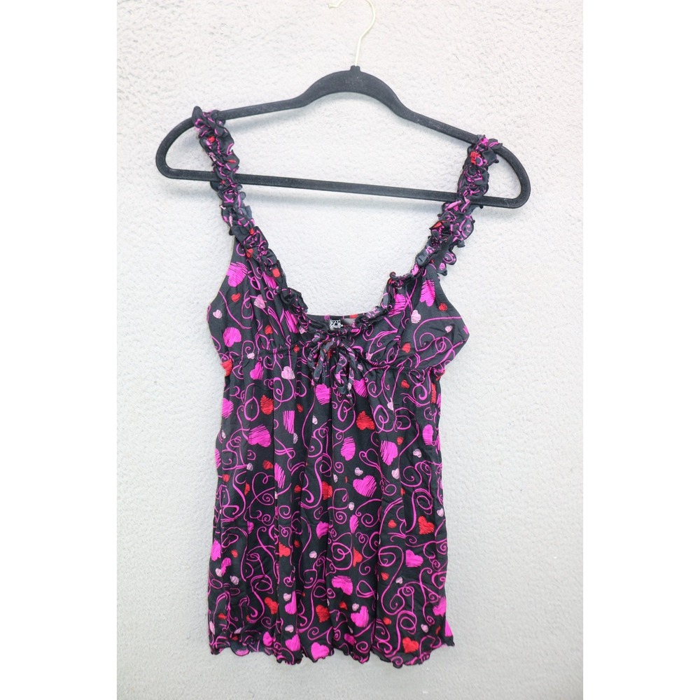 Smart & Sexy Sleepwear Purple/Black Ruffles Babydoll Nightie-M-Whimsigoth-Sexy